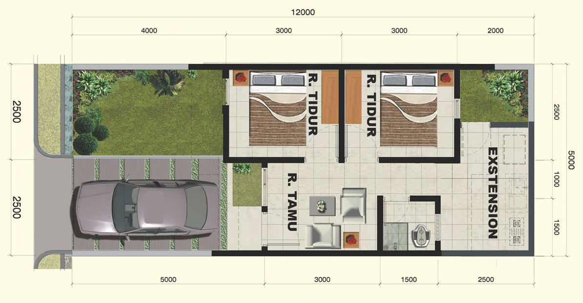 Rumah Tipe Mahalona LB 34m² LT 60m² - Grand Citeras Serang